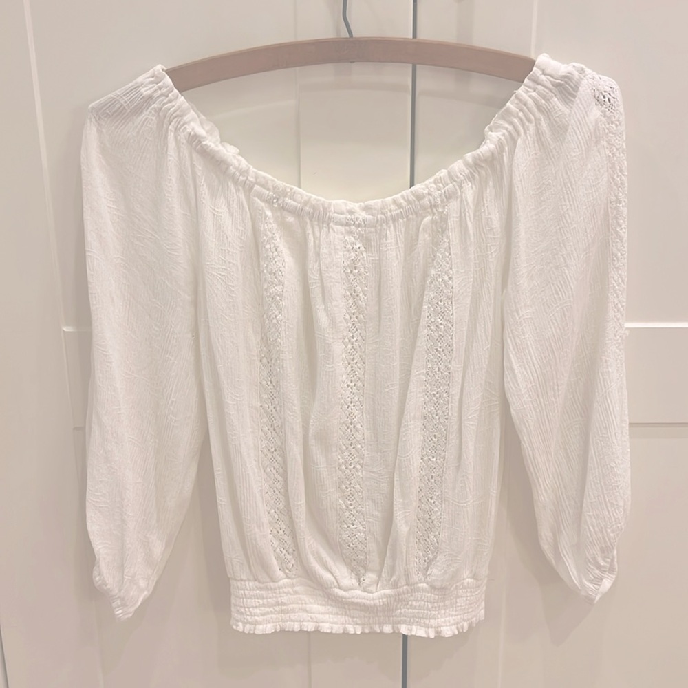 Aeropostale size XS white boho lacy long-sleeve top